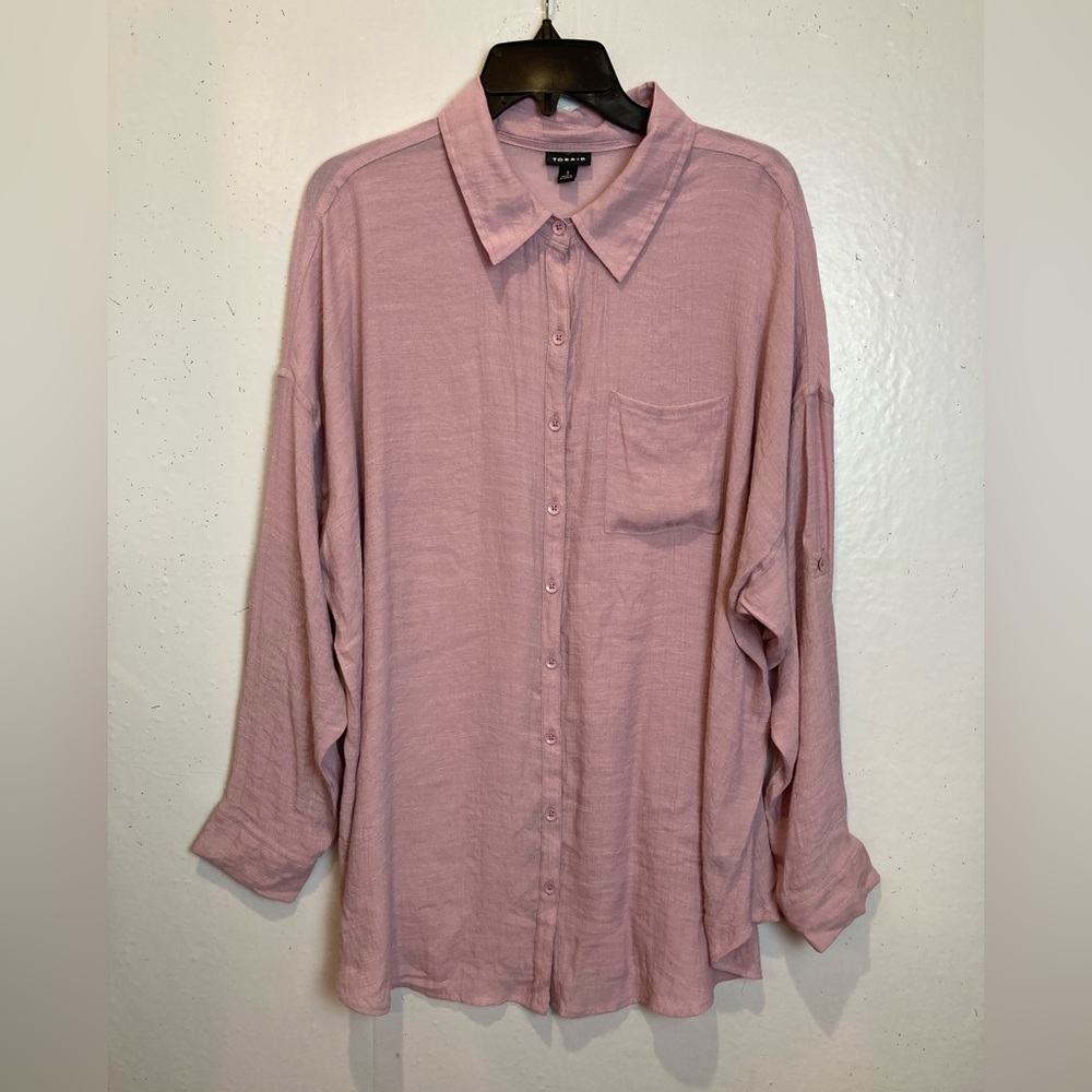 Torrid Lindsay Gauze Top Size 1 Plus 1X Purple Button Down Shirt Drop Shoulder